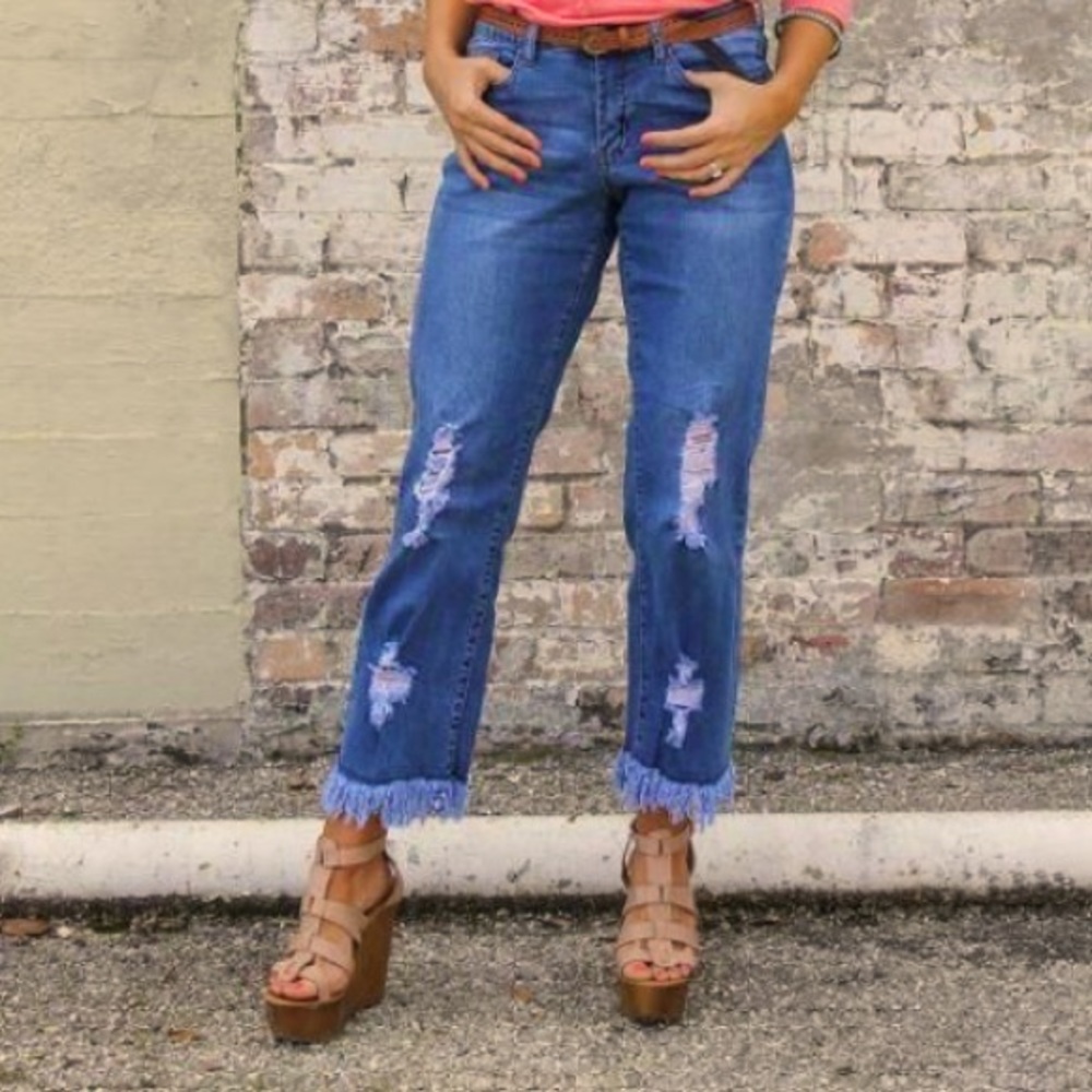 L&B Frayed Bottom Missy-Fit Boyfriend Jeans